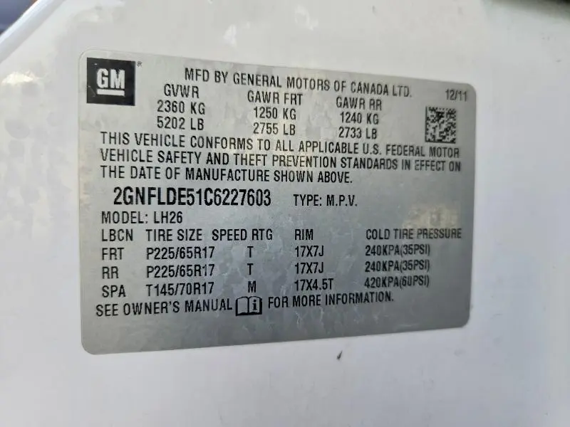 2012 CHEVROLET EQUINOX LT  