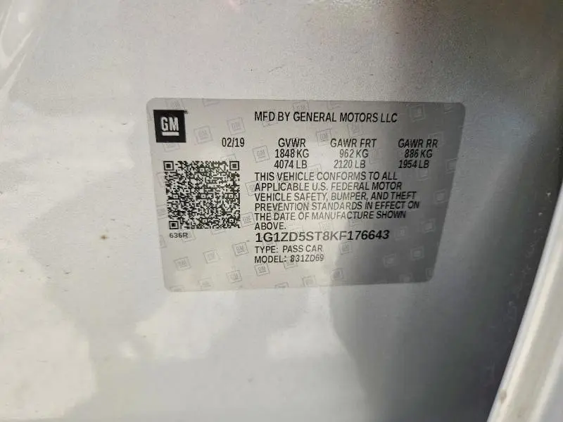 2019 CHEVROLET MALIBU LT  