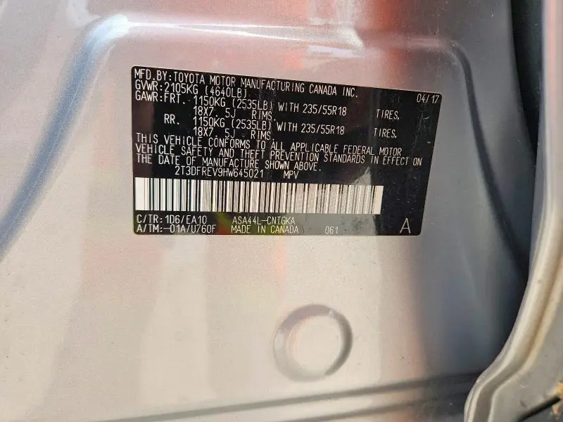 2017 TOYOTA RAV4 LIMITED  