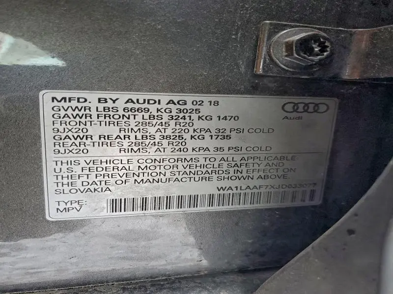 2018 AUDI Q7 PREMIUM PLUS  