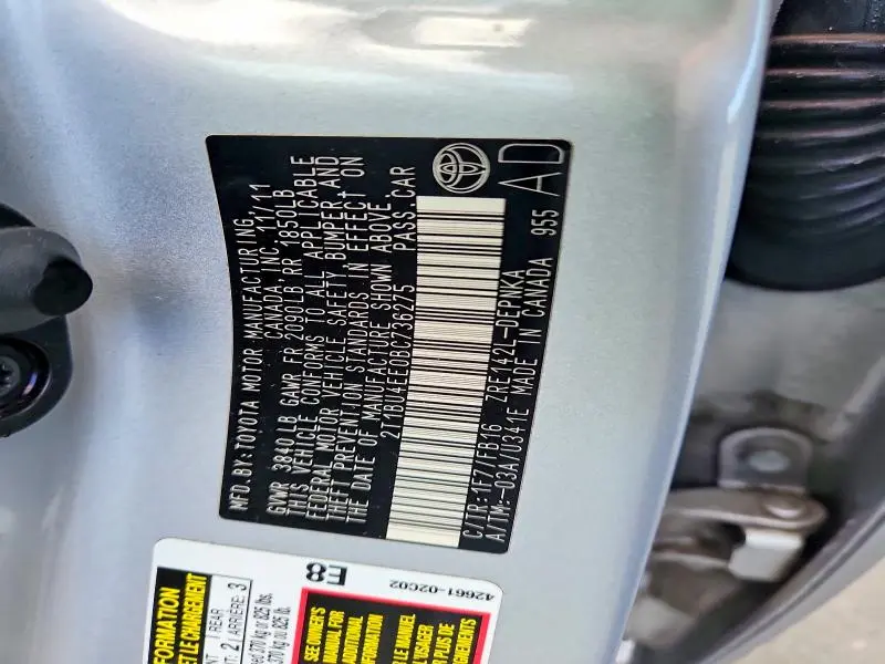 2011 TOYOTA COROLLA BASE  