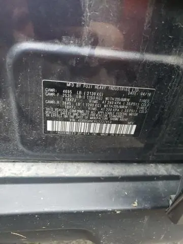 2016 SUBARU OUTBACK 2.5I LIMITED  