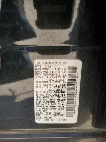 2010 NISSAN MURANO S  