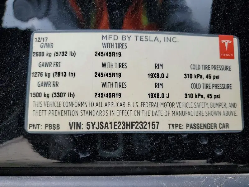 2017 TESLA MODEL S   