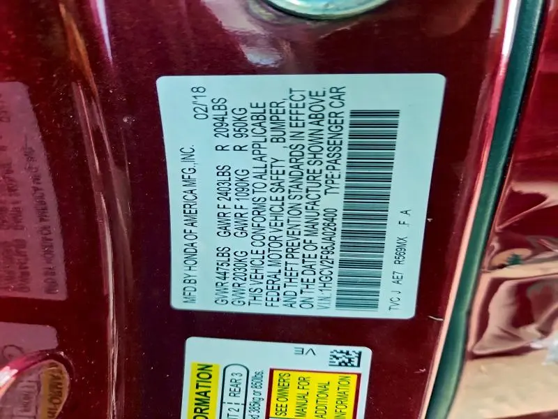 2018 HONDA ACCORD TOURING  