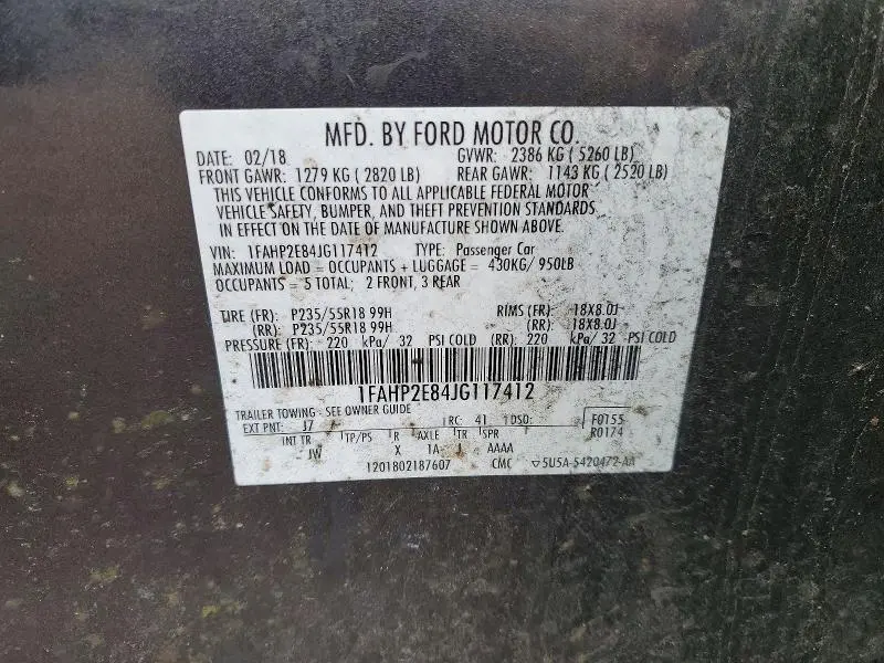 2018 FORD TAURUS SEL  