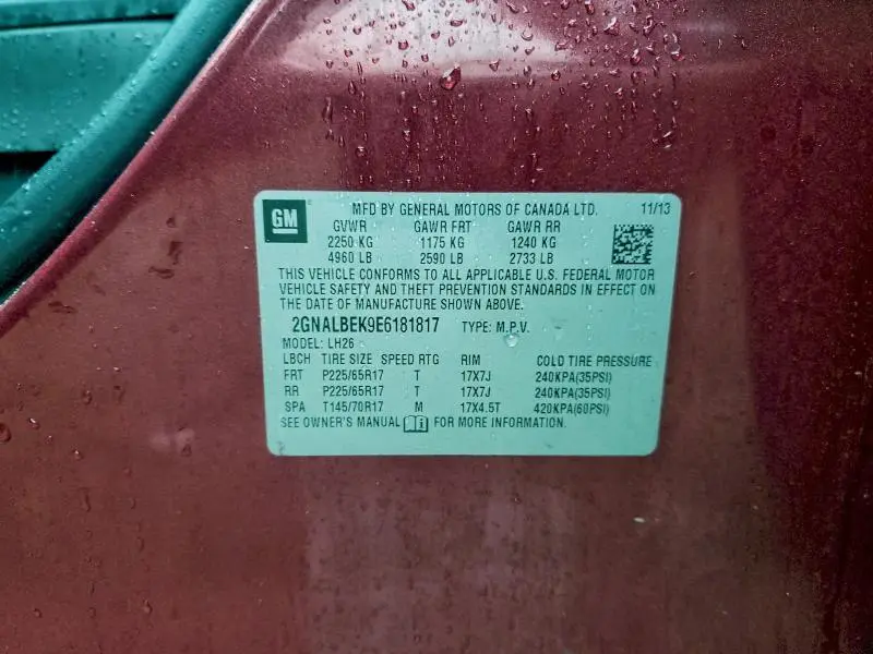 2014 CHEVROLET EQUINOX LT  