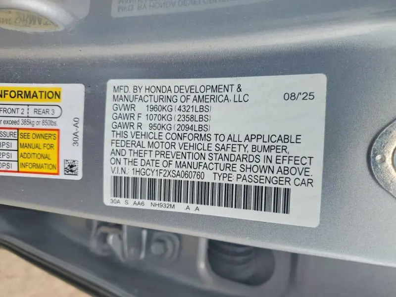 2025 HONDA ACCORD LX  