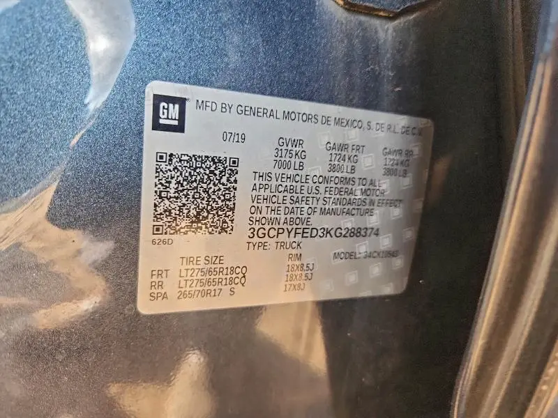 2019 CHEVROLET SILVERADO K1500 LT TRAIL BOSS  