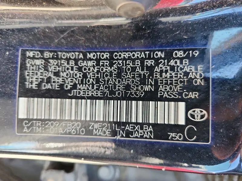 2020 TOYOTA COROLLA LE  