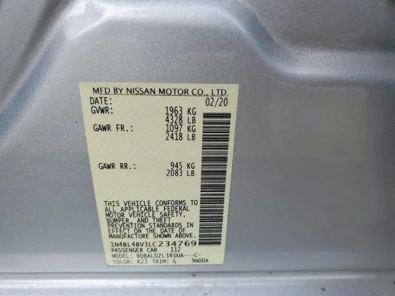 2020 NISSAN ALTIMA 2.5 S  