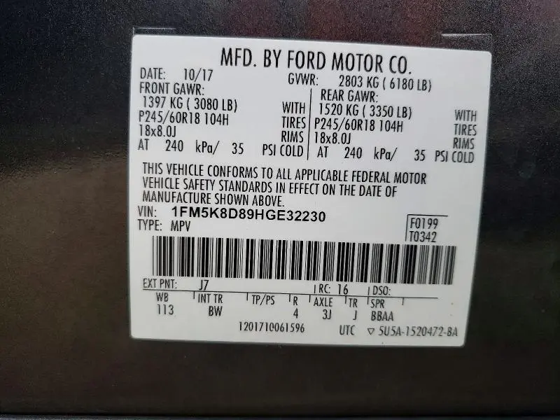 2017 FORD EXPLORER XLT  