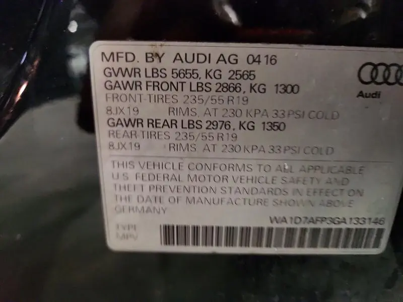 2016 AUDI Q5 PREMIUM PLUS S-LINE  