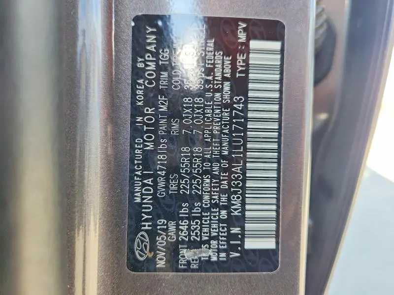 2020 HYUNDAI TUCSON SEL  