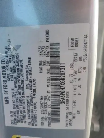 2016 FORD FUSION SE  