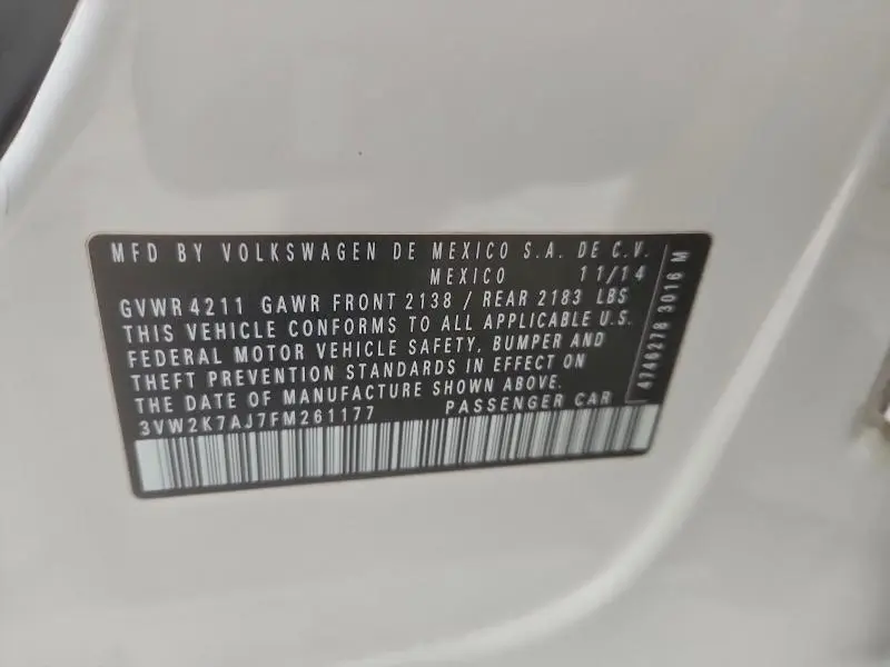 2015 VOLKSWAGEN JETTA BASE  