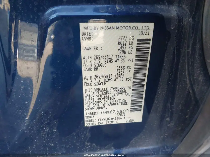 2022 NISSAN FRONTIER SV 4X4