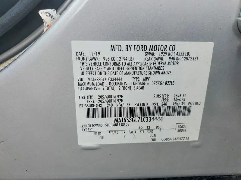 2020 FORD ECOSPORT SE  