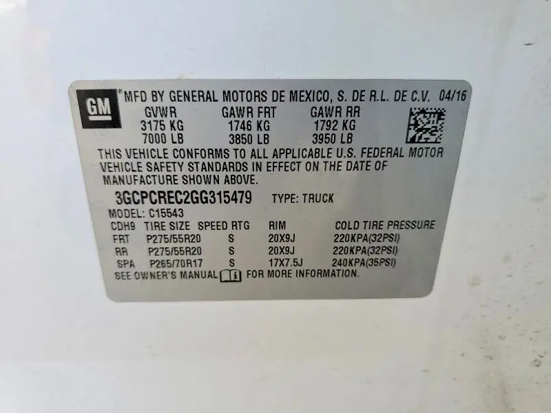 2016 CHEVROLET SILVERADO C1500 LT  