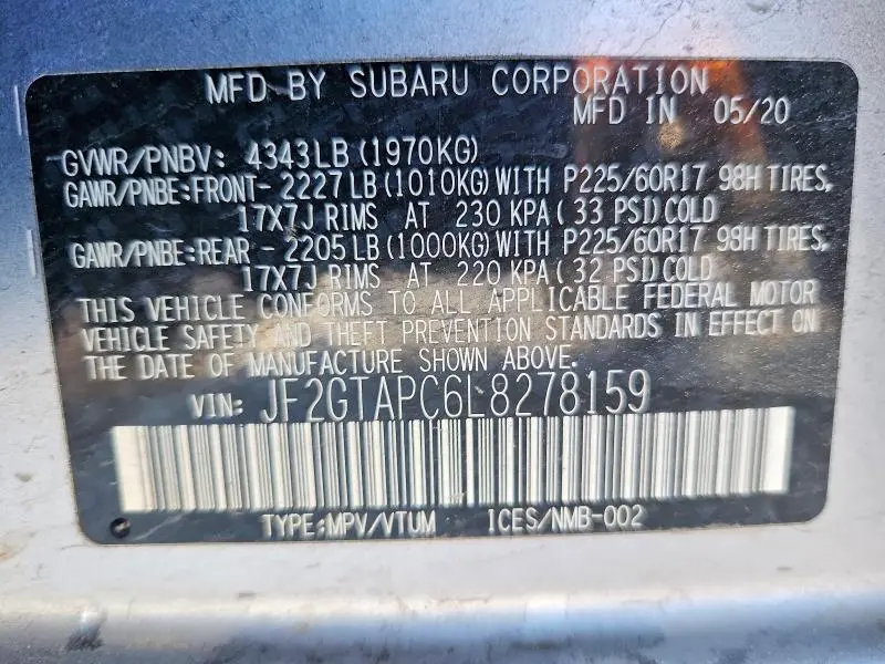 2020 SUBARU CROSSTREK PREMIUM  