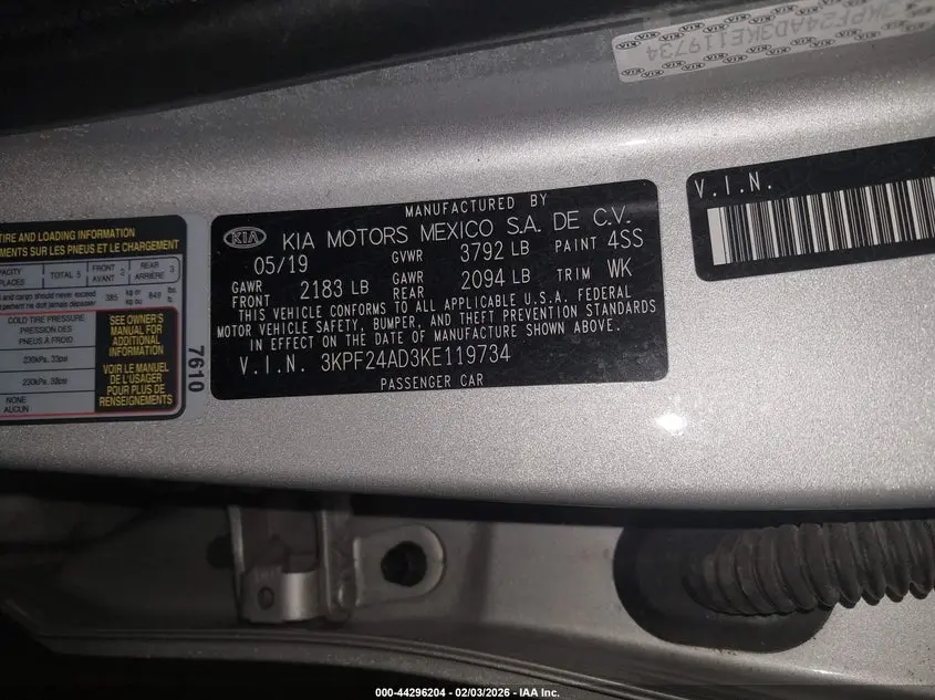 2019 KIA FORTE LXS