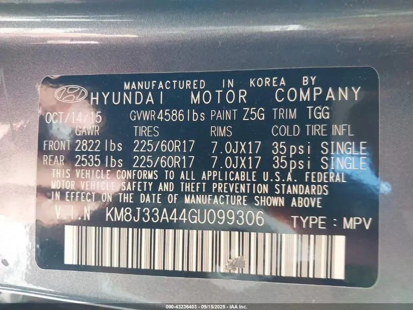 2016 HYUNDAI TUCSON SE