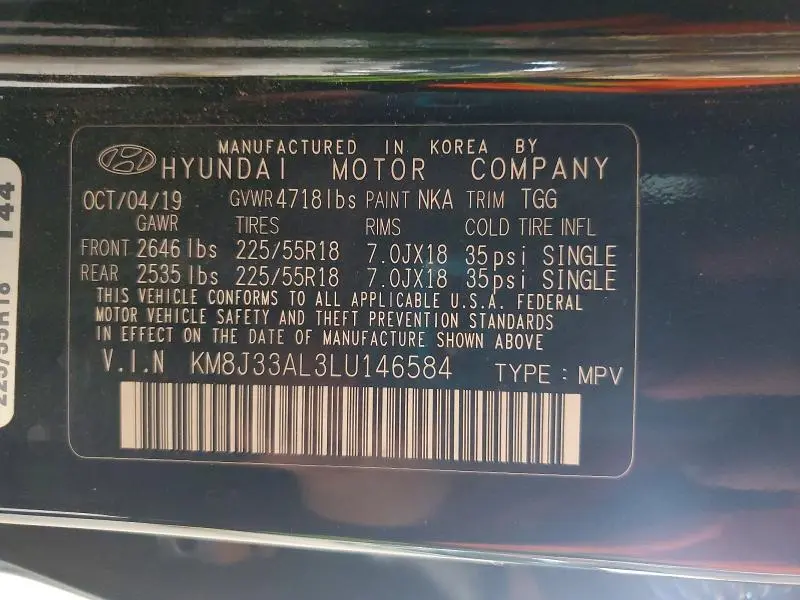 2020 HYUNDAI TUCSON SEL  