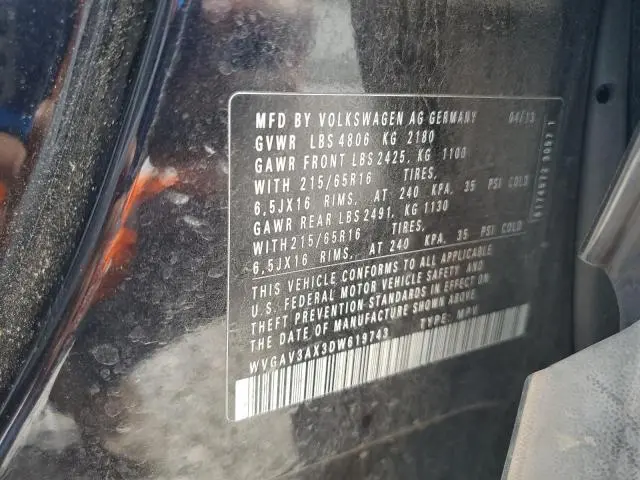 2013 VOLKSWAGEN TIGUAN S  