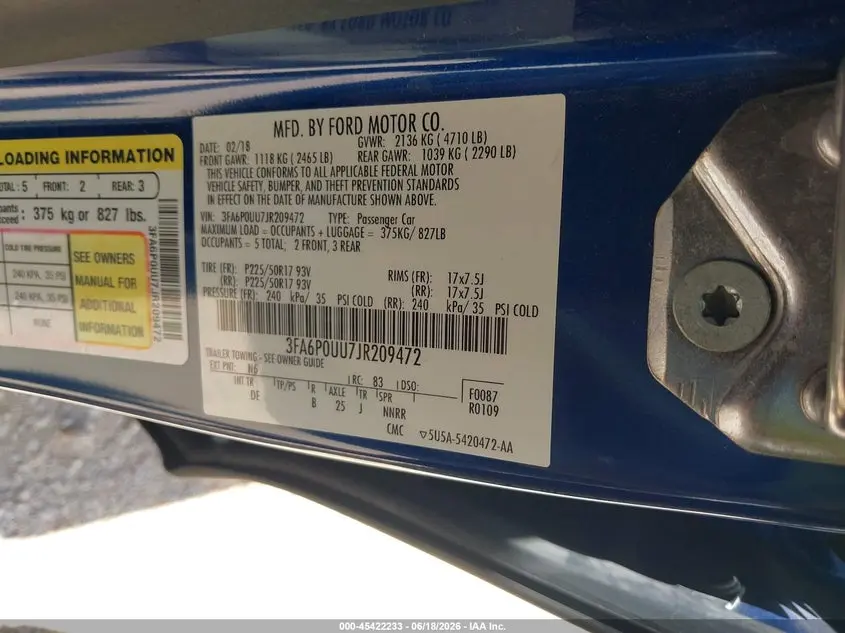 2018 FORD FUSION HYBRID S