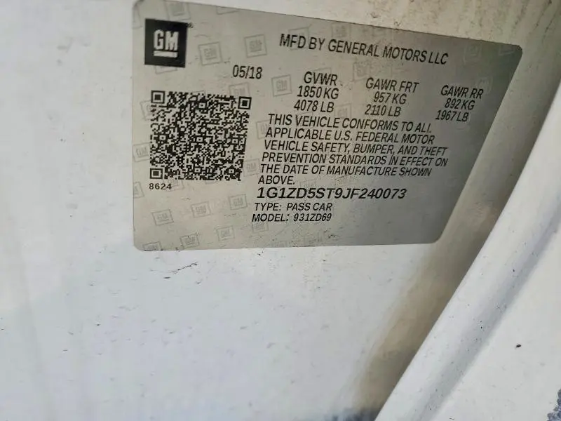 2018 CHEVROLET MALIBU LT  