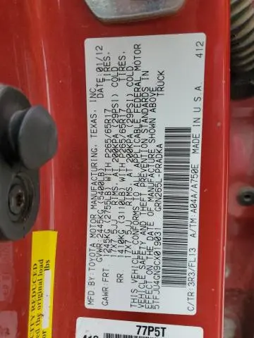 2012 TOYOTA TACOMA DOUBLE CAB PRERUNNER  