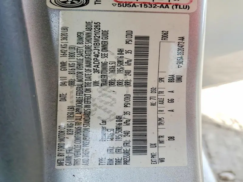 2011 FORD FIESTA SEL  