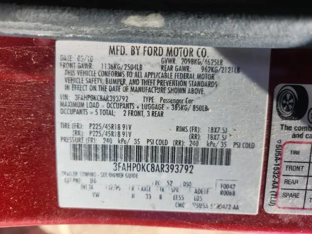 2010 FORD FUSION SPORT  