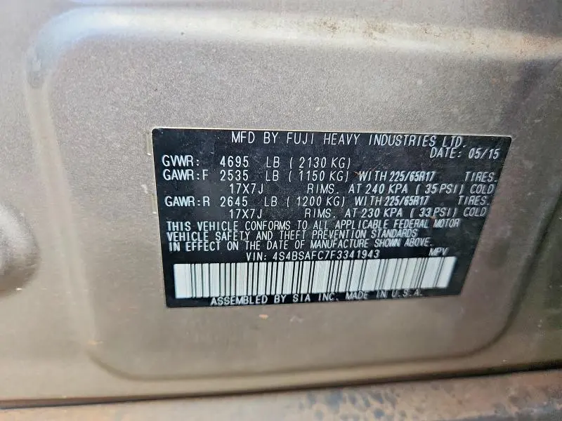 2015 SUBARU OUTBACK 2.5I PREMIUM  