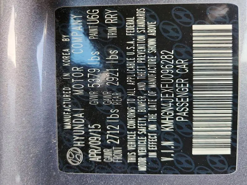 2015 HYUNDAI GENESIS 3.8L  