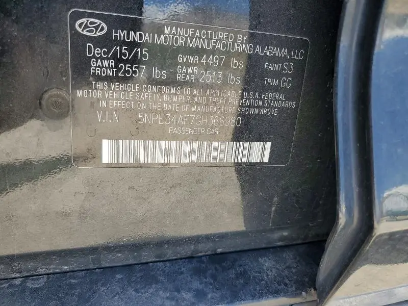 2016 HYUNDAI SONATA LIMITED  