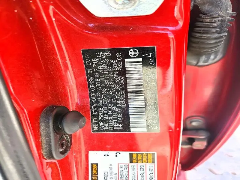2012 TOYOTA PRIUS TWO  