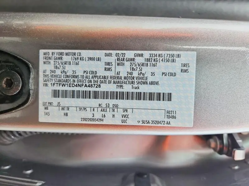 2022 FORD F150 SUPERCREW  