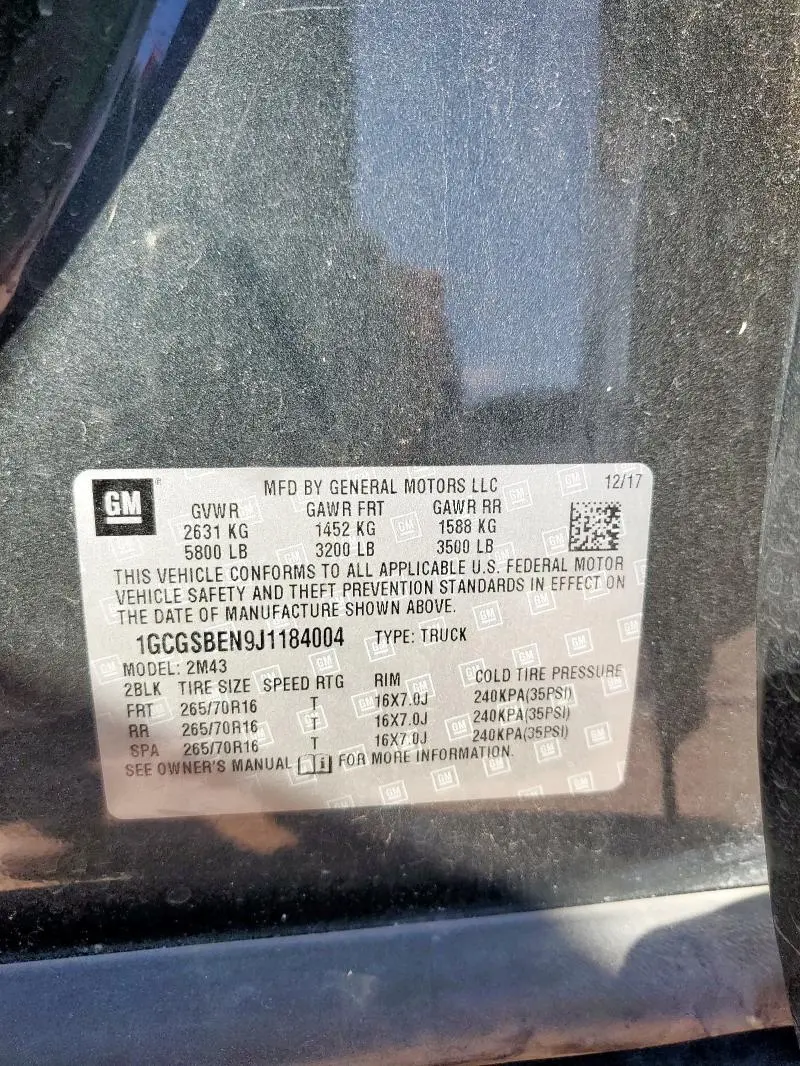 2018 CHEVROLET COLORADO   