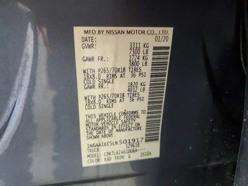 2020 NISSAN TITAN S  