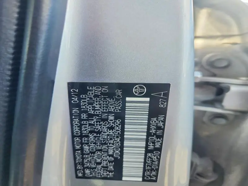 2012 TOYOTA PRIUS C TWO  