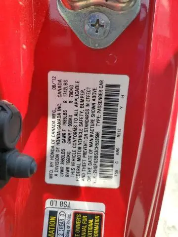 2012 HONDA CIVIC LX  