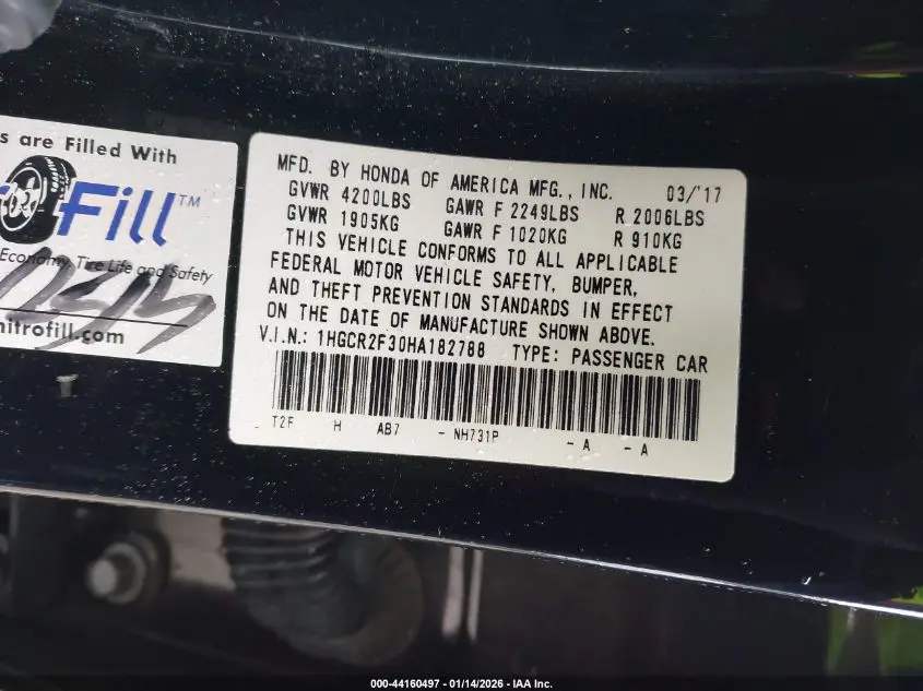 2017 HONDA ACCORD LX