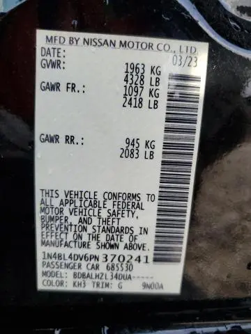 2023 NISSAN ALTIMA SV  