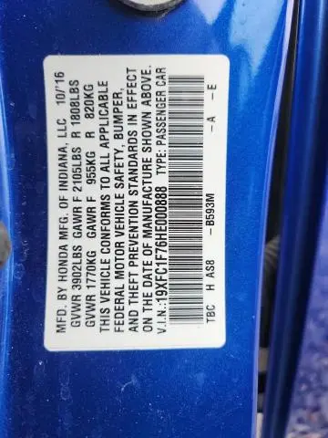 2017 HONDA CIVIC EXL  