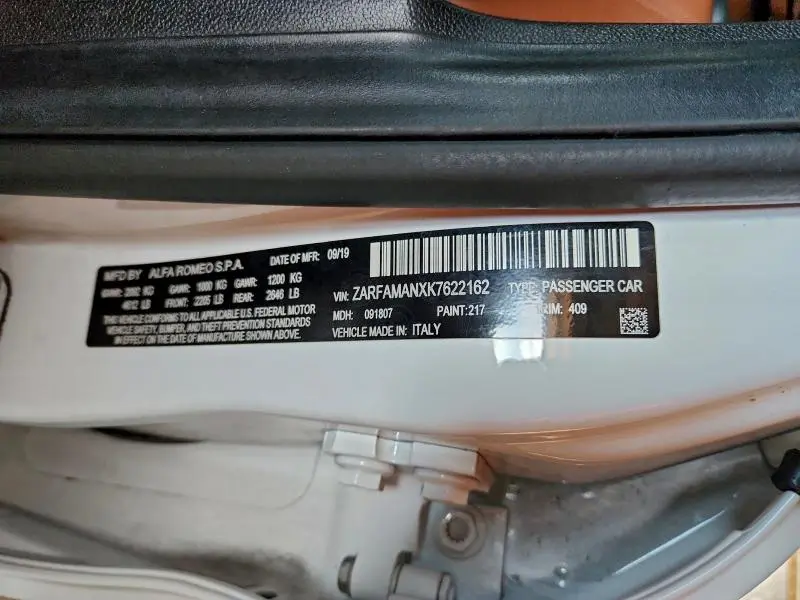 2019 ALFA ROMEO GIULIA   