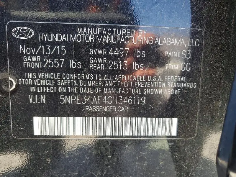 2016 HYUNDAI SONATA LIMITED  