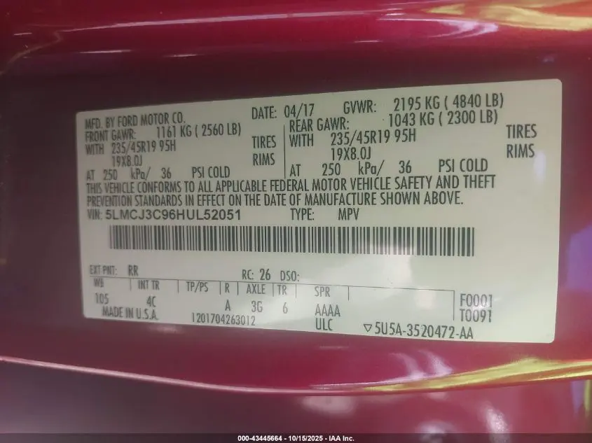 2017 LINCOLN MKC RESERVE