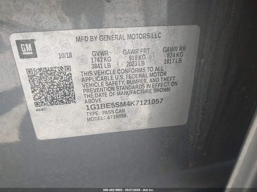 2019 CHEVROLET CRUZE LT