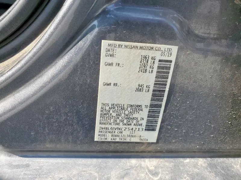 2019 NISSAN ALTIMA SL  